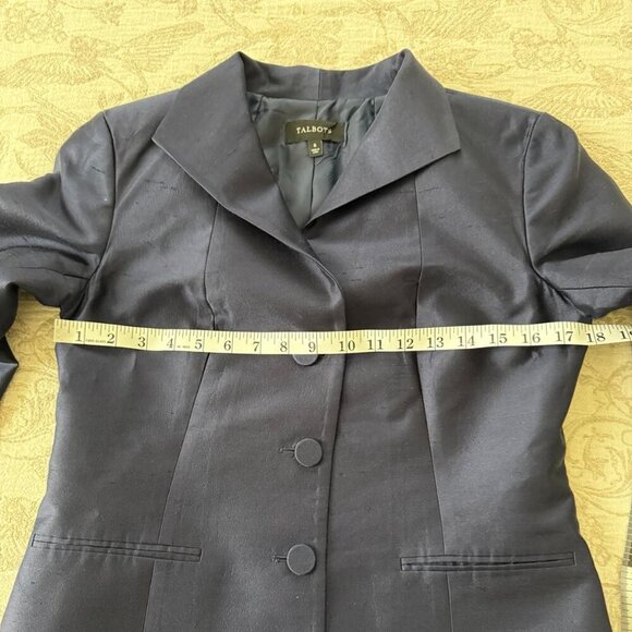 Talbots Blazer Silk/ Wool Navy Blue Blazer Lined Long Sleeve size 6 - Picture 10 of 11